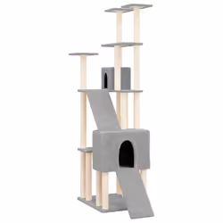 vidaXL Cat Tree with Sisal Scratching Posts Light Grey 190 cm Cat Climber