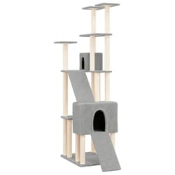 vidaXL Cat Tree with Sisal Scratching Posts Light Grey 190 cm Cat Climber