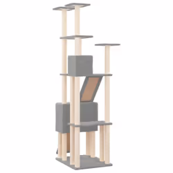 vidaXL Cat Tree with Sisal Scratching Posts Light Grey 190 cm Cat Climber - Additional view 4