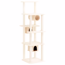 vidaXL Cat Tree with Sisal Scratching Posts Cream 169 cm Cat Scratch Tower