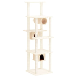 vidaXL Cat Tree with Sisal Scratching Posts Cream 169 cm Cat Scratch Tower