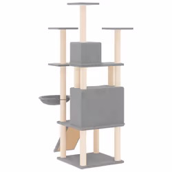 vidaXL Cat Tree with Sisal Scratching Posts Light Grey 154 cm Cat Climber - Additional view 4