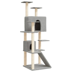 vidaXL Cat Tree with Sisal Scratching Posts 153 cm Cat Climber Multi Colours - light grey