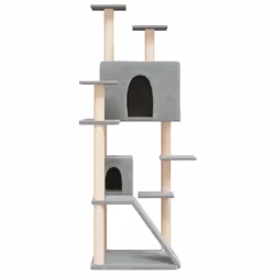 vidaXL Cat Tree with Sisal Scratching Posts 153 cm Cat Climber Multi Colours - light grey