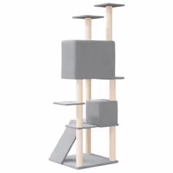 vidaXL Cat Tree with Sisal Scratching Posts 153 cm Cat Climber Multi Colours - light grey - Additional view 4