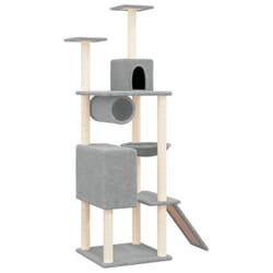 vidaXL Cat Tree with Sisal Scratching Posts Pet Supply 168 cm Multi Colours - light grey