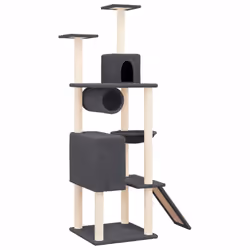 vidaXL Cat Tree with Sisal Scratching Posts Pet Supply 168 cm Multi Colours - dark grey