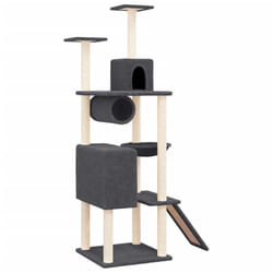 vidaXL Cat Tree with Sisal Scratching Posts Pet Supply 168 cm Multi Colours - dark grey