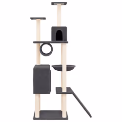 vidaXL Cat Tree with Sisal Scratching Posts Pet Supply 168 cm Multi Colours - dark grey