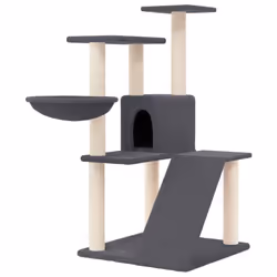 vidaXL Cat Tree with Sisal Scratching Posts Cat Activity Centre Multi Colours - dark grey