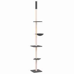 vidaXL Floor to Ceiling Cat Tree 263.5-289.5cm Cat Scratch Tower Multi Colours - dark grey
