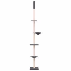 vidaXL Floor to Ceiling Cat Tree 263.5-289.5cm Cat Scratch Tower Multi Colours - dark grey