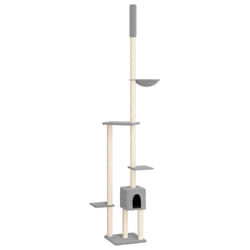 vidaXL Floor to Ceiling Cat Tree 258.5-284.5cm Cat Scratch Tower Multi Colours - light grey
