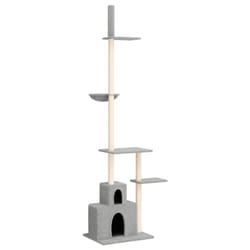 vidaXL Floor to Ceiling Cat Tree 250.5-276.5cm Cat Scratch Tower Multi Colours - light grey