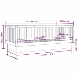 vidaXL Solid Wood Pine Day Bed Wooden Sofa Occasional Bed Multi Colours/Sizes - Black, 100 x 200 cm - Additional view 10