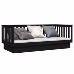 vidaXL Solid Wood Pine Day Bed Wooden Sofa Occasional Bed Multi Colours/Sizes - Black, 100 x 200 cm - Additional view 2