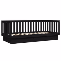 vidaXL Solid Wood Pine Day Bed Wooden Sofa Occasional Bed Multi Colours/Sizes - Black, 100 x 200 cm - Additional view 6
