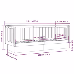 vidaXL Solid Wood Pine Day Bed Wooden Sofa Occasional Bed Multi Colours/Sizes - Black, 75 x 190 cm - Additional view 10