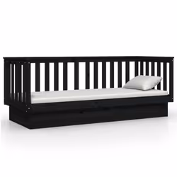 vidaXL Solid Wood Pine Day Bed Wooden Sofa Occasional Bed Multi Colours/Sizes - Black, 75 x 190 cm - Additional view 4
