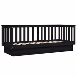 vidaXL Solid Wood Pine Day Bed Wooden Sofa Occasional Bed Multi Colours/Sizes - Black, 75 x 190 cm - Additional view 6