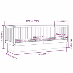 vidaXL Solid Wood Pine Day Bed Wooden Sofa Occasional Bed Multi Colours/Sizes - Black, 90 x 190 cm - Additional view 10