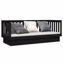 vidaXL Solid Wood Pine Day Bed Wooden Sofa Occasional Bed Multi Colours/Sizes - Black, 90 x 190 cm - Additional view 2