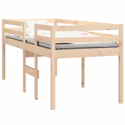 vidaXL High Sleeper Bed Bedroom Loft Bed Frame Kids Bedstead Solid Wood Pine - Brown, 90 x 190 cm - Additional view 2