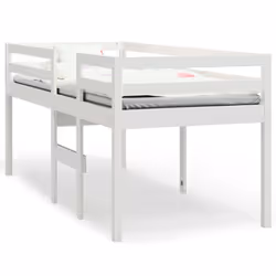 vidaXL High Sleeper Bed Bedroom Loft Bed Frame Kids Bedstead Solid Wood Pine - White, 75 x 190 cm
