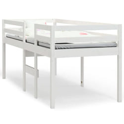 vidaXL High Sleeper Bed Bedroom Loft Bed Frame Kids Bedstead Solid Wood Pine - White, 75 x 190 cm