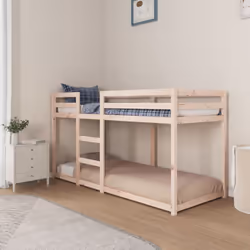 ) vidaXL Bunk Bed Bedroom Kids Bed Frame Children Twin Sleeper Solid Wood Pine - Brown, 80 x 200 cm (W x L - Additional view 2