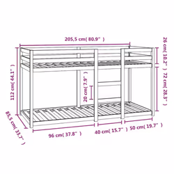 ) vidaXL Bunk Bed Bedroom Kids Bed Frame Children Twin Sleeper Solid Wood Pine - Brown, 80 x 200 cm (W x L - Additional view 7