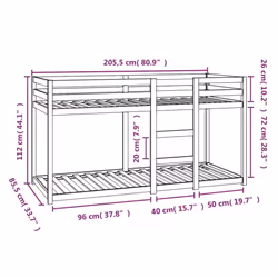 ) vidaXL Bunk Bed Bedroom Kids Bed Frame Children Twin Sleeper Solid Wood Pine - White, 80 x 200 cm (W x L - Additional view 7