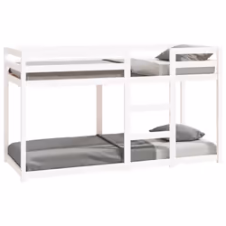 ) vidaXL Bunk Bed Bedroom Kids Bed Frame Children Twin Sleeper Solid Wood Pine - White, 75 x 190 cm (W x L