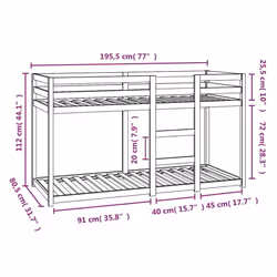 ) vidaXL Bunk Bed Bedroom Kids Bed Frame Children Twin Sleeper Solid Wood Pine - White, 75 x 190 cm (W x L