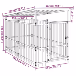 vidaXL Outdoor Dog Kennel Steel Puppy Crate Pet Cage Enclosure Multi Sizes - 103 x 198 x 128 cm - Additional view 3
