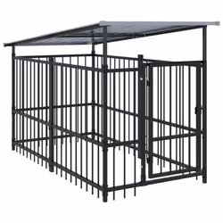 vidaXL Outdoor Dog Kennel Steel Puppy Crate Pet Cage Enclosure Multi Sizes - 103 x 198 x 128 cm - Additional view 4
