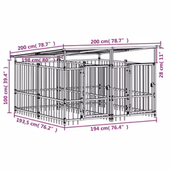 vidaXL Outdoor Dog Kennel Steel Puppy Crate Pet Cage Enclosure Multi Sizes - 200 x 198 x 128 cm - Additional view 2