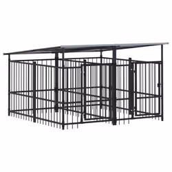 vidaXL Outdoor Dog Kennel Steel Puppy Crate Pet Cage Enclosure Multi Sizes - 200 x 198 x 128 cm - Additional view 3