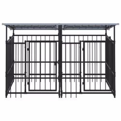vidaXL Outdoor Dog Kennel Steel Puppy Crate Pet Cage Enclosure Multi Sizes - 200 x 198 x 128 cm - Additional view 4