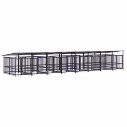 vidaXL Outdoor Dog Kennel Steel Puppy Crate Pet Cage Enclosure Multi Sizes - 782 x 198 x 128 cm - Additional view 3