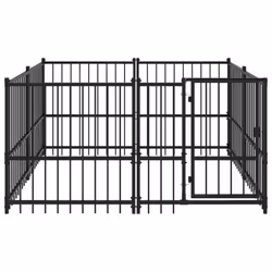 vidaXL Outdoor Dog Kennel Steel Puppy Crate Pet Cage Enclosure Multi Sizes - 194 x 193.5 x 100 cm