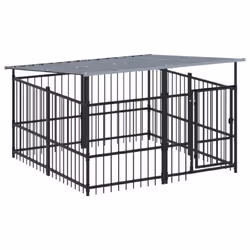 vidaXL Outdoor Dog Kennel Steel Puppy Crate Pet Cage Enclosure Multi Sizes - 200 x 198 x 128 cm - Additional view 3