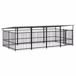 vidaXL Outdoor Dog Kennel Steel Puppy Crate Pet Cage Enclosure Multi Sizes - 394 x 198 x 128 cm - Additional view 2