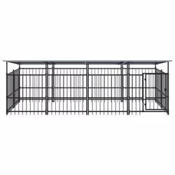 vidaXL Outdoor Dog Kennel Steel Puppy Crate Pet Cage Enclosure Multi Sizes - 394 x 198 x 128 cm - Additional view 3