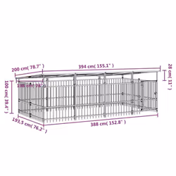 vidaXL Outdoor Dog Kennel Steel Puppy Crate Pet Cage Enclosure Multi Sizes - 394 x 198 x 128 cm - Additional view 4