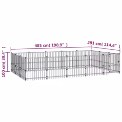 vidaXL Outdoor Dog Kennel Steel Dog Crate Pet Cage Puppy Enclosure Multi Sizes - 485 x 291 x 100 cm - Additional view 5