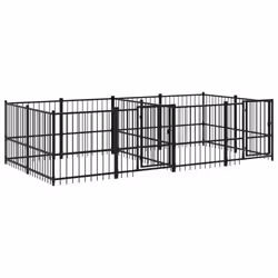 vidaXL Outdoor Dog Kennel Steel Dog Crate Pet Cage Puppy Enclosure Multi Sizes - 388 x 193.5 x 100 cm