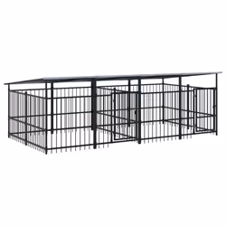 vidaXL Outdoor Dog Kennel Steel Dog Crate Pet Cage Puppy Enclosure Multi Sizes - 394 x 198 x 128 cm - Additional view 3