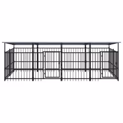 vidaXL Outdoor Dog Kennel Steel Dog Crate Pet Cage Puppy Enclosure Multi Sizes - 394 x 198 x 128 cm - Additional view 4