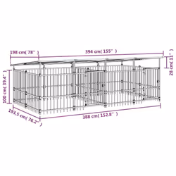 vidaXL Outdoor Dog Kennel Steel Dog Crate Pet Cage Puppy Enclosure Multi Sizes - 394 x 198 x 128 cm - Additional view 6